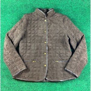 Eivissa‎ Brown Quilted Button Up Jacket Womens Size Medium